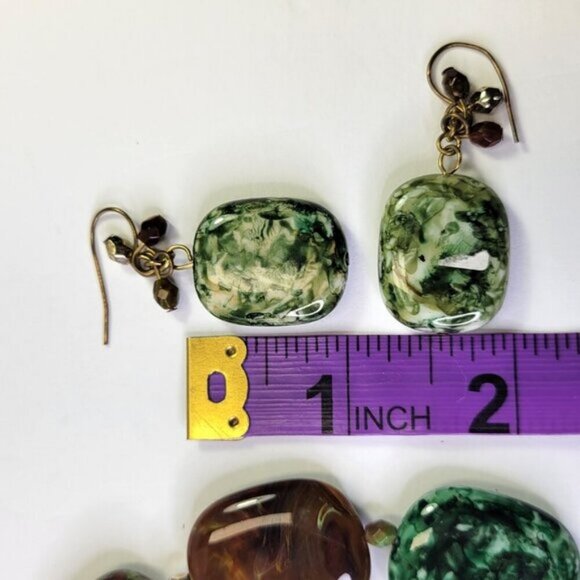 Blue and Green Disc Flat Beaded Necklace with Earrings - Picture 13 of 13